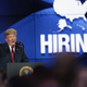 President Donald Trump speaks to guests during a groundbreaking ceremony for the $10 billion Foxconn factory complex on June 28, 2018 in Mt. Pleasant, Wis.